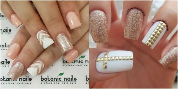 бял маникюр със сребро
