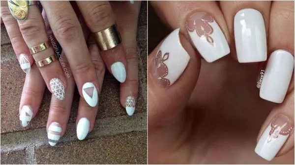 дизайн на бял лак за нокти