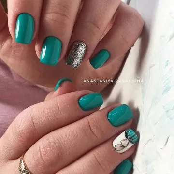 зелен френски зелени нокти