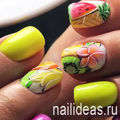 тюркоазен маникюр с розово