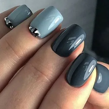 черно-сив маникюр