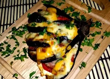 cheddarral padlizsán