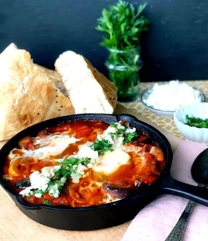 shakshuka padlizsán