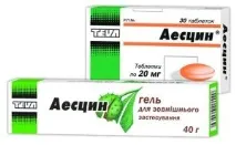 Таблетки та гель Аесцин інструкція із застосування, відгуки, аналоги інструкція