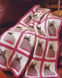 Жакардовий плед із котами гачком котами