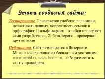 Презентація "Створення Web-сайту" створення сайту