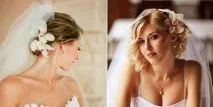 Весільні зачіски з фатою і без волосся різної довжини. фатою