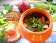 Гречана каша з м’ясом яловичиною, тушонкою та куркою у мультиварці, горщиках та каструлі яловичиною