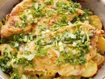 Куряче філе, запечене з картоплею та кабачком філе