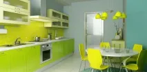 зелена кухня кухня интериора