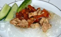 Рецепт Фунчоза з куркою та овочами, гаряча страва куркою