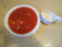 Рецепт Томатний суп, з горошком кришкою