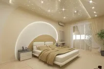Натяжна стеля у спальні, 20 фото оригінальних інтер’єрів стеля