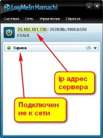 hamachi върху бутона