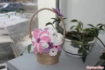 Кошик в’язаних квітів на 8 березня (міні МК) - Вироби - Країна Мам язаних