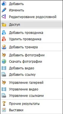 Доступні операції у картці собаки картці