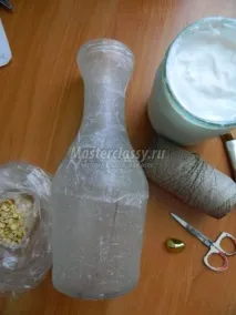 Декор пляшки лляним шнуром пляшки