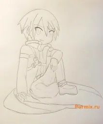 Як намалювати Кадзуто Киригая з Майстра меча онлайн поетапно олівцями намалювати