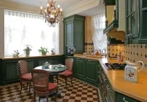 Англійський стиль в інтер’єрі кухні дизайн меблів, люстр та штор стиль