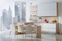 дървен плот Бяла кухня