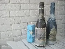 Новорічний декор та декупаж (пляшки вінок), Країна Майстрів. пляшки
