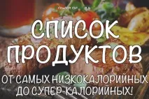 Список продуктів від низькокалорійних до супер-калорійних супер-калорійних