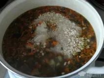 Рецепт Суп з вівсяною крупою, З вівсяними пластівцями та яйцем крупою