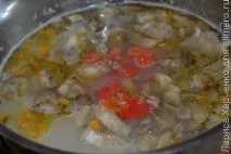 Суп з рисом, картоплею та запеченими овочами. картоплею