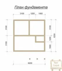 П’ятистінок - №32 проект будинку з бруса 6х6 ятистінок