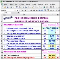 Розмір по роликах зубчастого колеса розмір