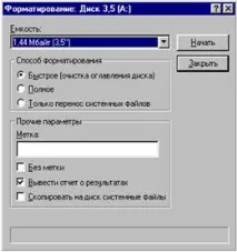 Форматування дискет засобами Windows дискет