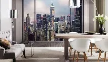 Фотошпалери Нью-Йорк в інтер’єрі фото хмарочосів на Манхеттені і Wall Street манхеттені