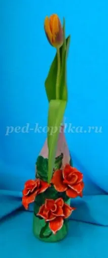 Ваза з ліпною прикрасою своїми руками руками