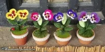 Анютини очі гачком у горщику майстер-клас з фото та відео анютини