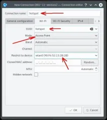 Точка доступу WiFi KDE Network Manager (Kubuntu) точка