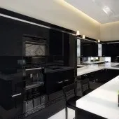 Чорні кухні, кухня в чорному кольорі, кухня в чорних тонах, Фото - Фото дизайну інтер’єру, ремонт, кольорі