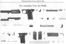 Пістолет Дрейзе зразка 1907 року (1907 Dreyse Pistol) влаштування та порядок розбирання - Військове дрейзе