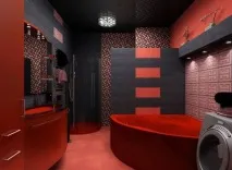 Червона підлога на кухні, у передпокої, у ванній кімнаті передпокої