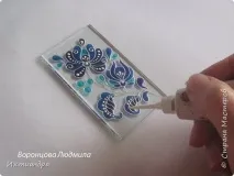 Вітраж розпис ліхтарика в стилі Гжель стилі