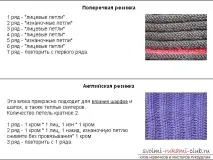 Схема в’язання жіночого шарфа за допомогою англійської гумки жіночого