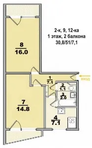 Типові плани 2-кімнатних квартир Нерухомість Харкова 2-кімнатних