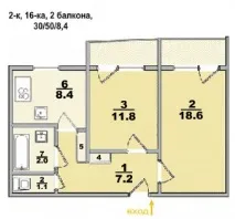 Типові плани 2-кімнатних квартир Нерухомість Харкова типові