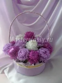 Як зробити Кошик з астрами з цукерок своїми руками цукерок