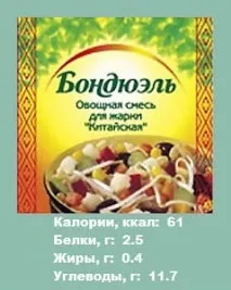Овочеві суміші Бондюель - Калорійність овочів (інформація для схуднення) суміші