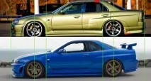 Відмінність розмірів Купе від Седана Skyline r34 розмірів