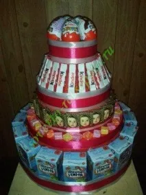 Подарунок своїми руками готуємо торт із солодощів - фото рецепт покроково торт