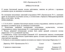Наказ про заміну молока грошовою компенсацією наказ