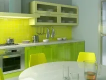 design de bucătărie de culoare lime