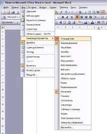 Панелі Microsoft Office Word та Excel панелі