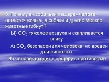 5. Чому в «собачій печері» людина залишається живою, а собаки і залишається